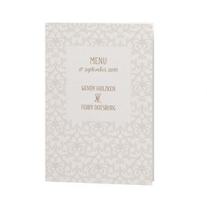 Menukaart voor een klassieke trouwkaart parelmoer