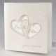 Vierkante trouwkaart met bloemmotief en harten in folie 