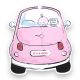 Apart geboortekaartje in de vorm van een roze auto