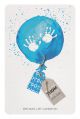 Grappig geboortekaartje met ballonillustratie en labeltjes