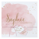 Hip geboortekaartje met roze waterverf en gouden details, een echt meisjeskaartje.