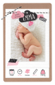 kraft roze geboortekaartje met baby foto 