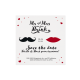 Save the date met snor en rode lippen, MR & MRS