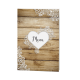 Menukaart passend bij de trouwkaart met steigerhout en hartvormige uitsnede